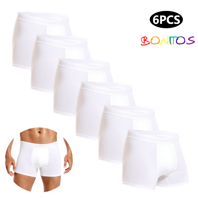 Boxer Brief Pack Cotton - 6 pçs branco calcinha masculina de