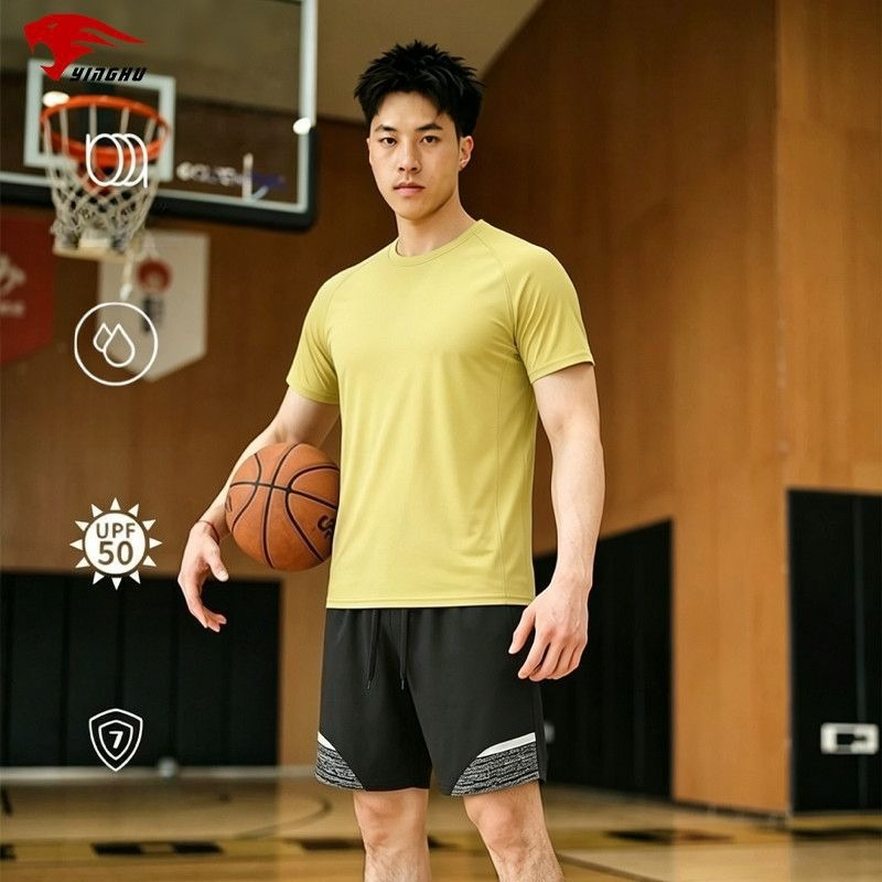 Compression Shorts Athletes - Conjunto de Fitness: Camiseta Esportiva O-Neck