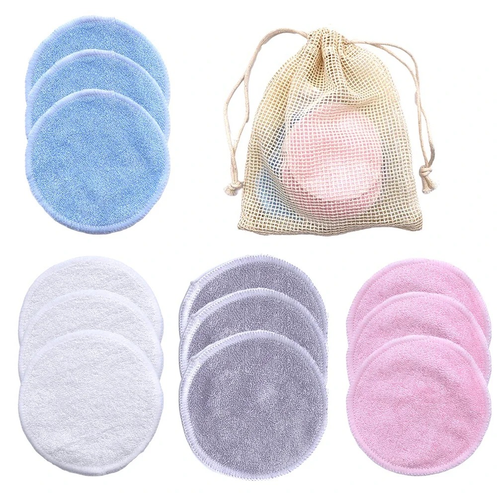 Bamboo Fiber Trunk - Almofadas removedoras de maquiagem reutilizáveis, 10