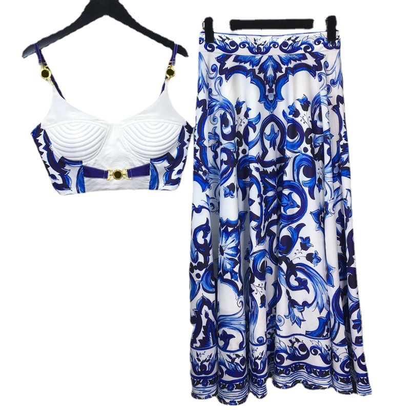 Suspender Tank Top - Conjunto de 2 peças de porcelana