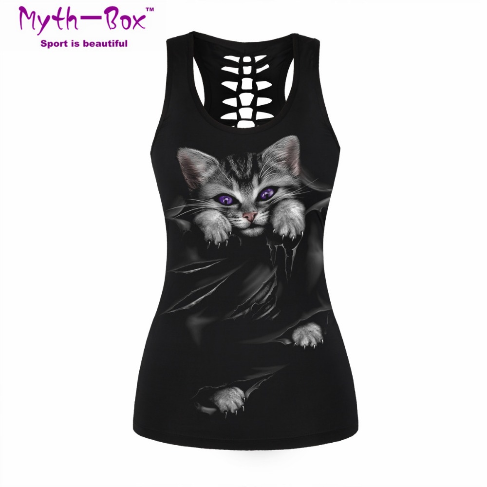 Sleeveless Undershirt - Colete esportivo feminino com estampa de