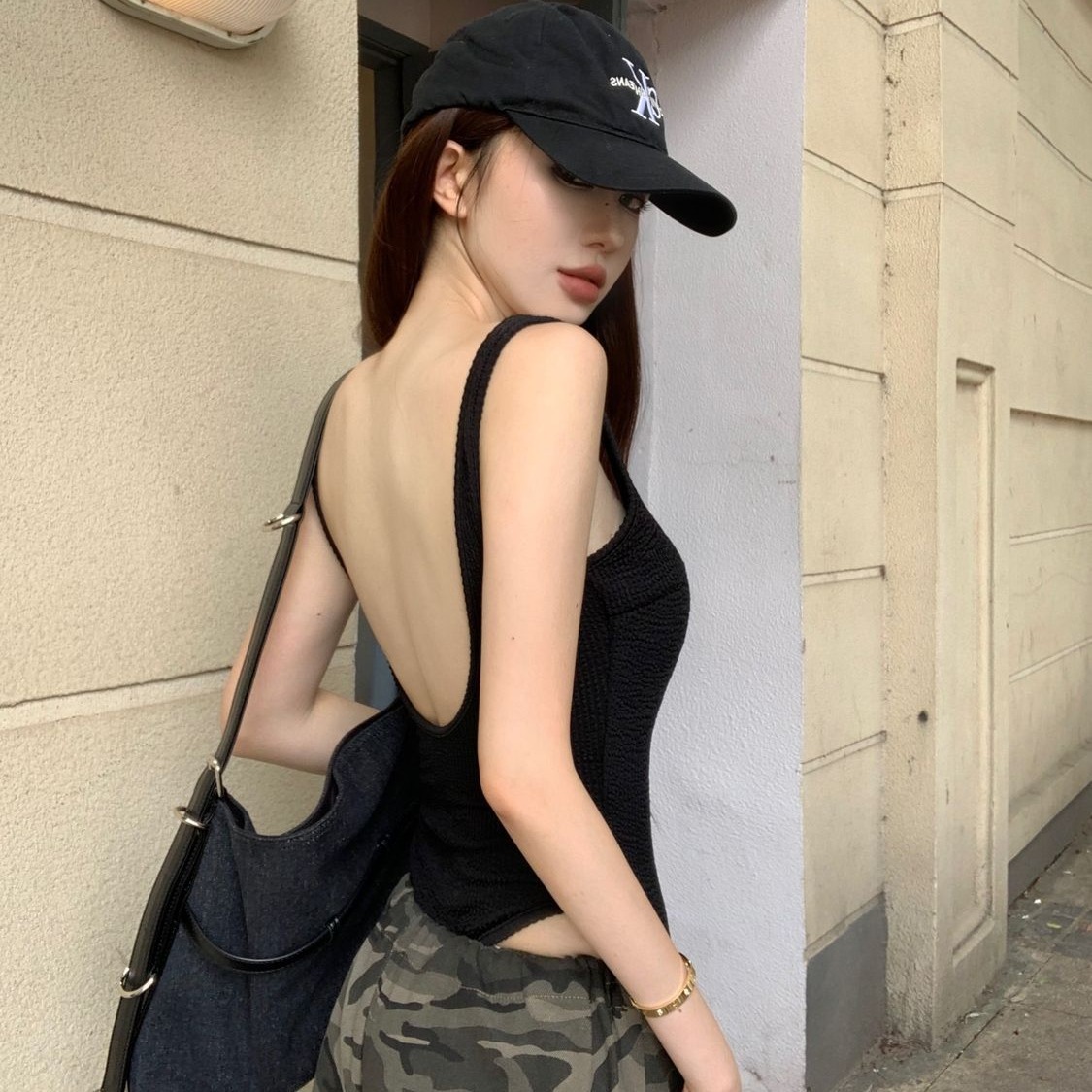 Preto com tiras bodysuit sexy  - Tank Top Ribbed avaliação e preço