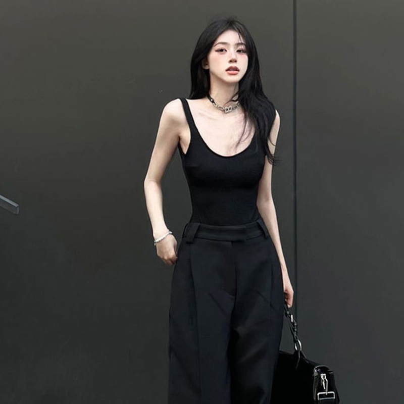 Preto com tiras bodysuit sexy  - Tank Top Ribbed avaliação e preço