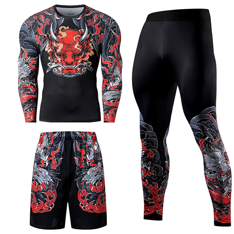 2/3 pçs dos homens jiu jitsu c - Compression Long Pant avaliação e preço