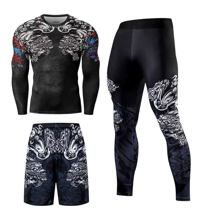 2/3 pçs dos homens jiu jitsu c - Compression Long Pant avaliação e preço
