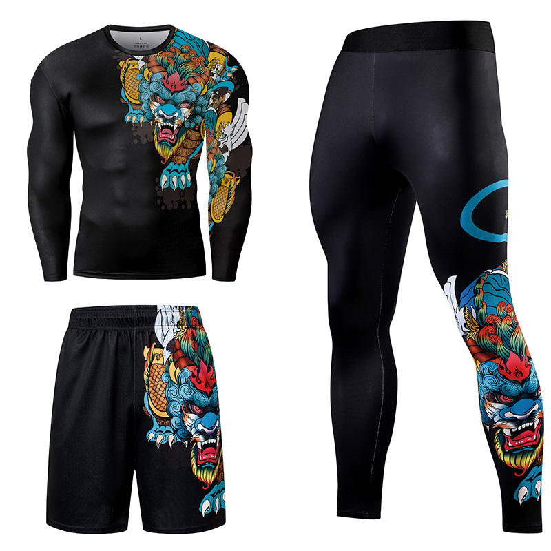 2/3 pçs dos homens jiu jitsu c - Compression Long Pant avaliação e preço