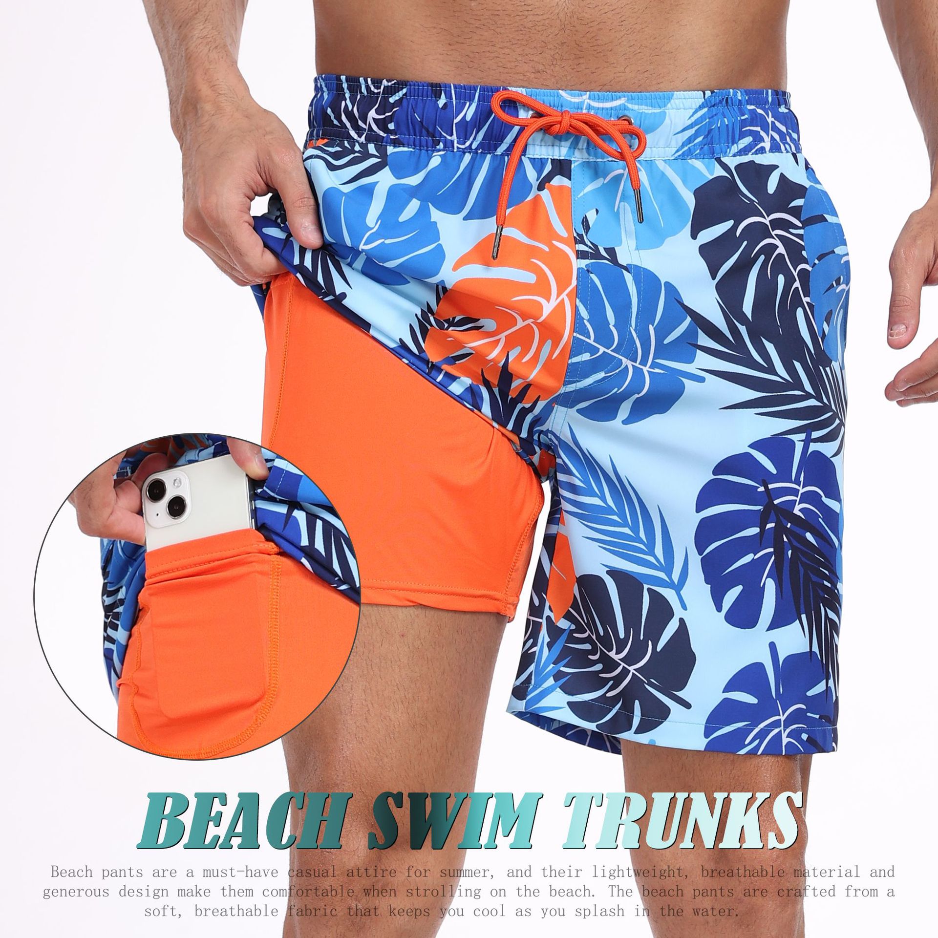 Calções de Praia Masculinos co - Long Leg Trunk Men avaliação e preço