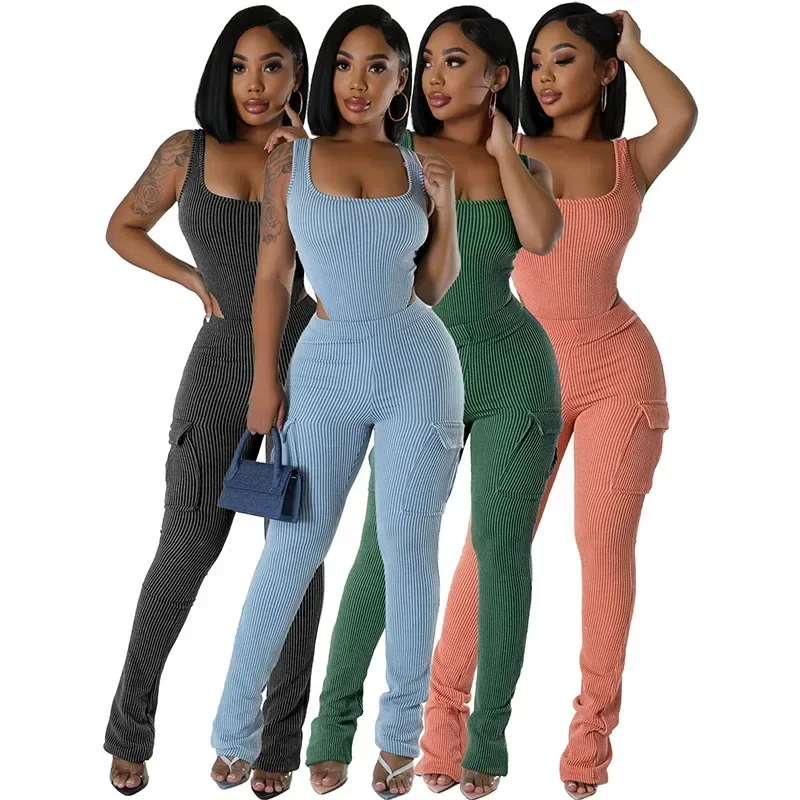 Conjunto de calças de malha co - Tank Top Ribbed avaliação e preço